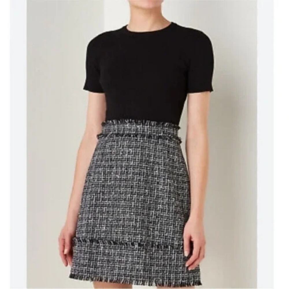Ted Baker Women's Size 10 Klaudid Black & White Tweed Boucle Mini Dress